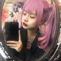 Pink Purple Mixed Color Long Curly Wig EG16263 -EgrilDoll Fashion Outlet Store pink purple mixed color long curly wig eg16263 wigs 551