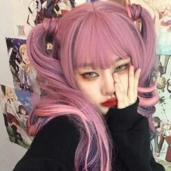 Pink Purple Mixed Color Long Curly Wig EG16263