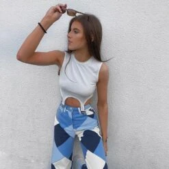 Plaid Wide Leg High Waist Cargo Pants -EgrilDoll Fashion Outlet Store plaid wide leg high waist cargo pants 922