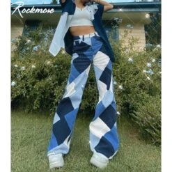 Plaid Wide Leg High Waist Cargo Pants
