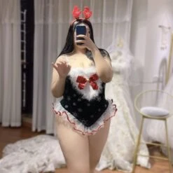 Plus Size Christmas Cute Bow Black Santa Lingerie SS2252 -EgrilDoll Fashion Outlet Store plus size christmas cute bow black santa lingerie ss2252 240