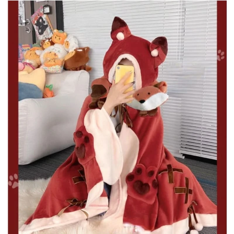 Pre-Sale Kawaii Anime Animal Fleece Cape ME41 5 Pre-Sale Kawaii Anime Animal Fleece Cape ME41 - Image 5