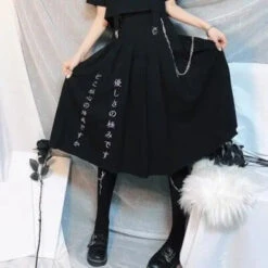 Preppy Style Punk Gothic Girls Harajuku Black Pleated Skirts EG0585 -EgrilDoll Fashion Outlet Store preppy style punk gothic girls harajuku black pleated skirts eg0585 620