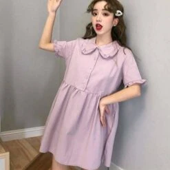 Preppy Style Purple Cute Girls A-line Midi Dress SP15744 -EgrilDoll Fashion Outlet Store preppy style purple cute girls a line midi dress sp15744 670
