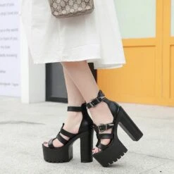 Punk Casual Straps High Heels Sandal EE0905 -EgrilDoll Fashion Outlet Store punk casual straps high heels sandal ee0905 boots 137