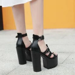 Punk Casual Straps High Heels Sandal EE0905 -EgrilDoll Fashion Outlet Store punk casual straps high heels sandal ee0905 boots 431