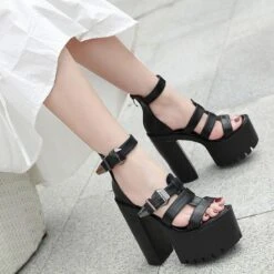 Punk Casual Straps High Heels Sandal EE0905 -EgrilDoll Fashion Outlet Store punk casual straps high heels sandal ee0905 boots 591