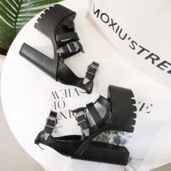 Punk Casual Straps High Heels Sandal EE0905 -EgrilDoll Fashion Outlet Store punk casual straps high heels sandal ee0905 boots 724