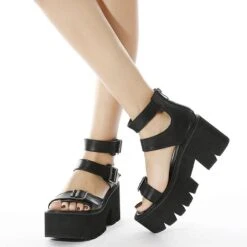 Punk Casual Style Thick Bottom Sandals EE0882 -EgrilDoll Fashion Outlet Store punk casual style thick bottom sandals ee0882 shoes 473