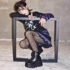 Punk EGirl Dark Spiderweb Stockings EG432 -EgrilDoll Fashion Outlet Store punk egirl dark spiderweb stockings eg432 316