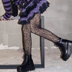 Punk EGirl Dark Spiderweb Stockings EG432