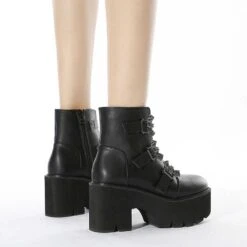 Punk Gothic Grunge Bats Buckle Zipper Platform Boots EE0913 -EgrilDoll Fashion Outlet Store punk gothic grunge bats buckle zipper platform boots ee0913 451