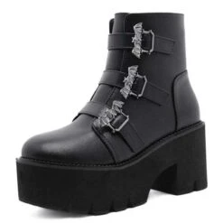 Punk Gothic Grunge Bats Buckle Zipper Platform Boots EE0913 -EgrilDoll Fashion Outlet Store punk gothic grunge bats buckle zipper platform boots ee0913 842
