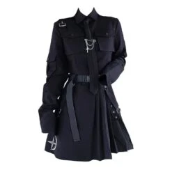 Punk Grunge Gothic Black Suit Blouse Skirt Set EG394