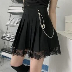 Punk Vintage Lace Black Skirt -EgrilDoll Fashion Outlet Store punk vintage lace black skirt 916