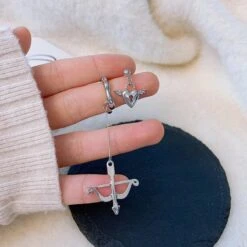 Punk Wing Love Heart Cupid's Arrow Drop Earrings EG289 -EgrilDoll Fashion Outlet Store punk wing love heart cupids arrow drop earrings eg289 earings 408