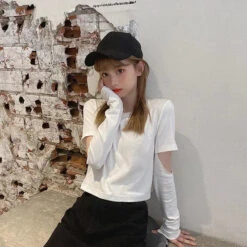 Pure Color Hollow Out Round Neck Short Sweatshirt EG0530 -EgrilDoll Fashion Outlet Store pure color hollow out round neck short sweatshirt eg0530 115