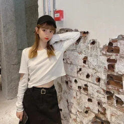 Pure Color Hollow Out Round Neck Short Sweatshirt EG0530 -EgrilDoll Fashion Outlet Store pure color hollow out round neck short sweatshirt eg0530 258