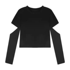 Pure Color Hollow Out Round Neck Short Sweatshirt EG0530