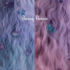 Purple-Pink Lolita Bunny Bonnie Long Curl Wig EG14556 9 Purple-Pink Lolita Bunny Bonnie Long Curl Wig EG14556 -EgrilDoll Fashion Outlet Store purple pink lolita bunny bonnie long curl wig eg14556 wigs 661