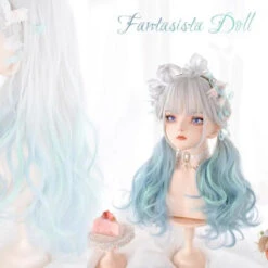 Purple/green Gradient Lolita Large Wave Long Curly Hair EG15182 -EgrilDoll Fashion Outlet Store purplegreen gradient lolita large wave long curly hair eg15182 wig 509