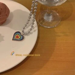 Rainbow Heart Pendant Clavicle Necklace EG15952 -EgrilDoll Fashion Outlet Store rainbow heart pendant clavicle necklace eg15952 921