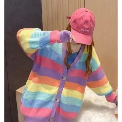 Rainbow Pastel Rainbow Sweater Coat SS1678 -EgrilDoll Fashion Outlet Store rainbow pastel sweater coat ss1678 110