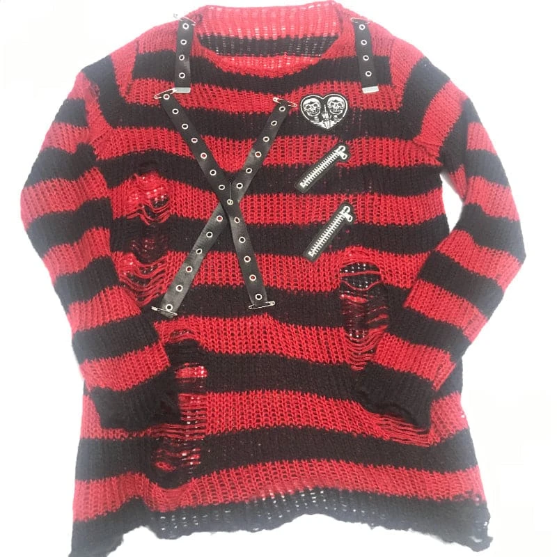 Red Black Stripes Strapes Misa Top ON672 4 Red Black Stripes Strapes Misa Top ON672 - Image 4