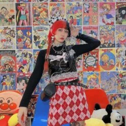 Red Rhomboid Buttock Knitted Skirt SE0706