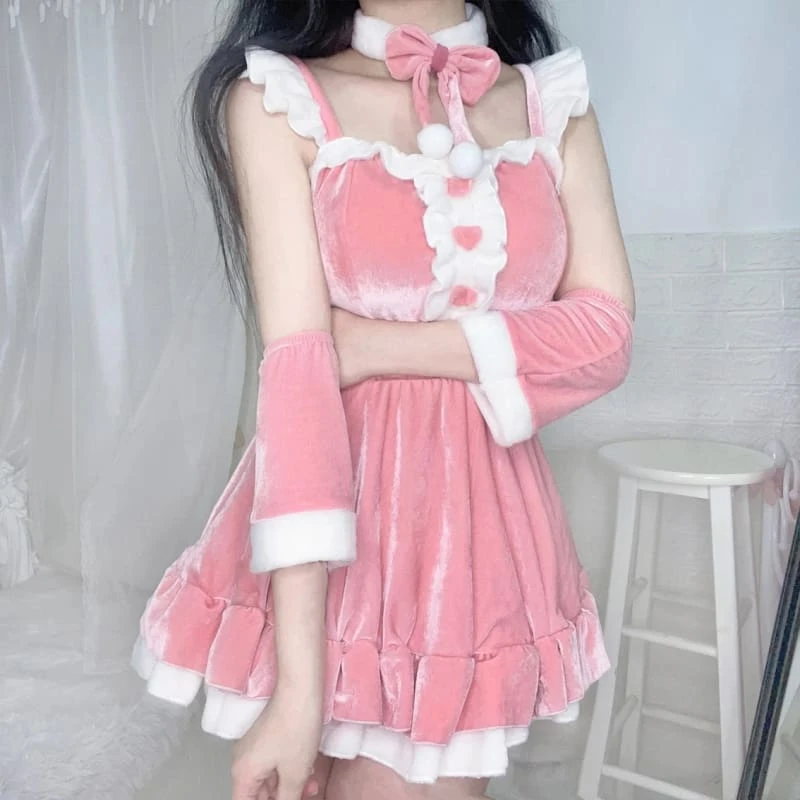 Red/Pink Kawaii Christmas Dress Set PE200 5 Red/Pink Kawaii Christmas Dress Set PE200 - Image 5