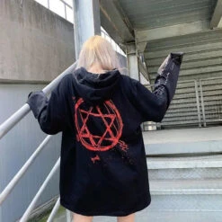 RELAX Letter Print Gothic Oversized Hoodie Jumper EG15205 -EgrilDoll Fashion Outlet Store relax letter print gothic oversized hoodie jumper eg15205 297