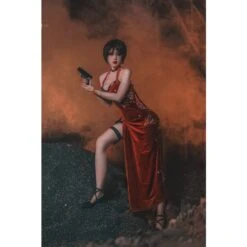 Resident Evil 4 Ada Wong Golden Butterfly Red Dress Cosplay Costume ON204 -EgrilDoll Fashion Outlet Store resident evil 4 ada wong golden butterfly red dress cosplay costume on204 162