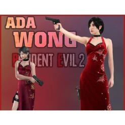 Resident Evil 4 Ada Wong Golden Butterfly Red Dress Cosplay Costume ON204 -EgrilDoll Fashion Outlet Store resident evil 4 ada wong golden butterfly red dress cosplay costume on204 883