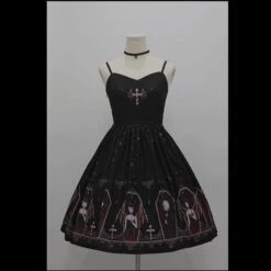 Retro Gothic Court Lolita Halter Straps Dress EG15115 -EgrilDoll Fashion Outlet Store retro gothic court lolita halter straps dress eg15115 black only s 505