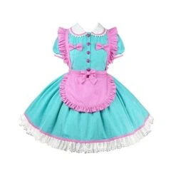 Retro Neon Bubble Gum Rollerskate Maid Lolita Dress ON591 11 Retro Neon Bubble Gum Rollerskate Maid Lolita Dress ON591 -EgrilDoll Fashion Outlet Store retro neon bubble gum rollerskate maid lolita dress on591 lake blue s 434