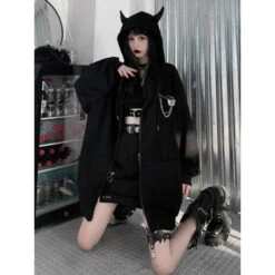Ruibbit Harajuku Punk Gothic Girls Black Devil Horn Hoodies Sweatshirt EG106 5 Ruibbit Harajuku Punk Gothic Girls Black Devil Horn Hoodies Sweatshirt EG106 -EgrilDoll Fashion Outlet Store ruibbit harajuku punk gothic girls black devil horn hoodies sweatshirt eg106 coat 909