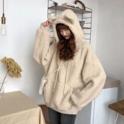 S-3XL Plus Size Thicker Kawaii Bear Ear Warm Hoodie EG16821 -EgrilDoll Fashion Outlet Store s 3xl plus size thicker kawaii bear ear warm hoodie eg16821 397