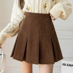 S-XXL Plus Size Kawaii High Waist Pleated Corduroy Skirt EG17012 8 S-XXL Plus Size Kawaii High Waist Pleated Corduroy Skirt EG17012 -EgrilDoll Fashion Outlet Store s xxl plus size kawaii high waist pleated corduroy skirt eg17012 588