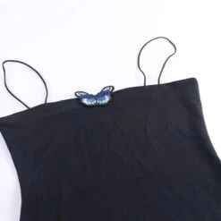 Simple Cute Black Dress Blue Butterfly Dress EE0860 -EgrilDoll Fashion Outlet Store simple cute black dress blue butterfly ee0860 395