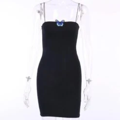 Simple Cute Black Dress Blue Butterfly Dress EE0860 -EgrilDoll Fashion Outlet Store simple cute black dress blue butterfly ee0860 802