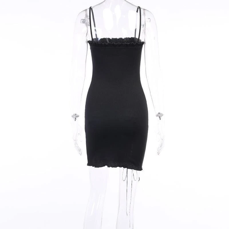 Simple Goth Side Lace Hip Drawstring Dress EE0855 11 Simple Goth Side Lace Hip Drawstring Dress EE0855 - Image 11