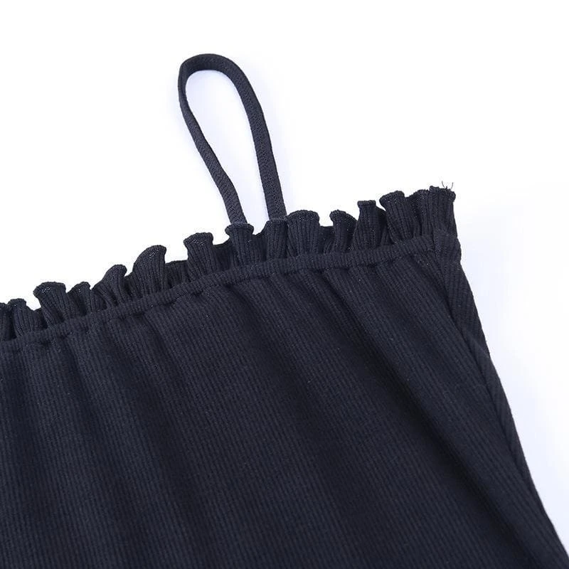 Simple Goth Side Lace Hip Drawstring Dress EE0855 12 Simple Goth Side Lace Hip Drawstring Dress EE0855 - Image 12