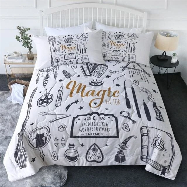 Skull Dark Magic Halloween Black Bless Living Witchcraft Quilt Bedding Set FY050 8 Skull Dark Magic Halloween Black Bless Living Witchcraft Quilt Bedding Set FY050 - Image 8