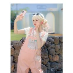 Soft Spring Pink Bears Overalls ON633 -EgrilDoll Fashion Outlet Store soft spring pink bears overalls on633 746