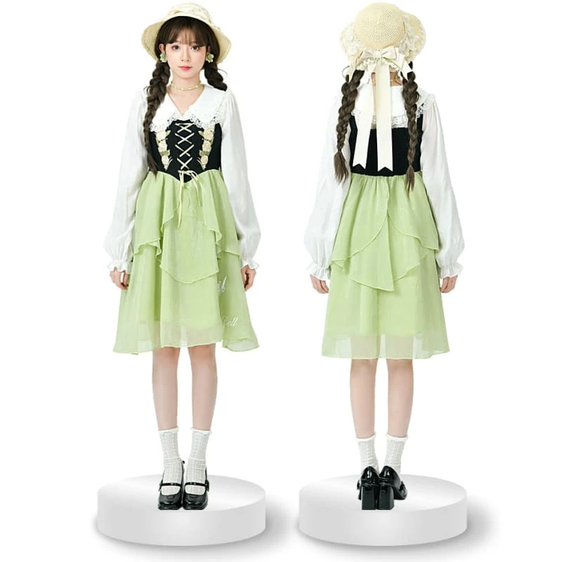 Spring Lovely Flower Girl Green Dress ON622 3 Spring Lovely Flower Girl Green Dress ON622 - Image 3