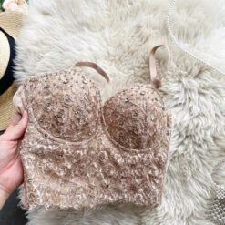 Strap Beading Bling Lace Top Corset Underwear EG17043 -EgrilDoll Fashion Outlet Store strap beading bling lace top corset underwear eg17043 184