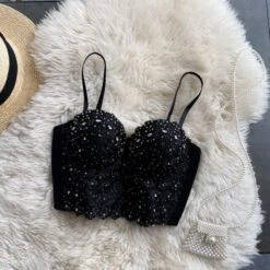 Strap Beading Bling Lace Top Corset Underwear EG17043