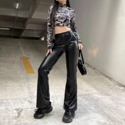 Streetwear Faux Leather Flare Pants 10 Streetwear Faux Leather Flare Pants -EgrilDoll Fashion Outlet Store streetwear faux leather flare pants 551