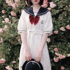 Summer Pastel JK Sailor Pastel Dress ON585 25 Summer Pastel JK Sailor Pastel Dress ON585 -EgrilDoll Fashion Outlet Store summer pastel jk sailor dress on585 white black02 xl 770