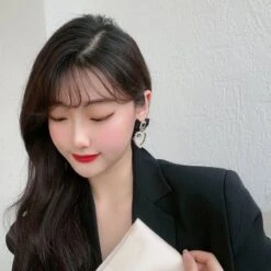 Sweet Black Bowknot Crystal Pearls Heart Earrings EG16951 -EgrilDoll Fashion Outlet Store sweet black bowknot crystal pearls heart earrings eg16951 805